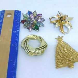 Lot Of 4 Brooches Jewelry Pin